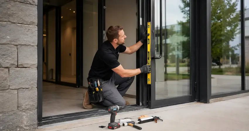 commercial glass door frame installation Millcroft, Burlington