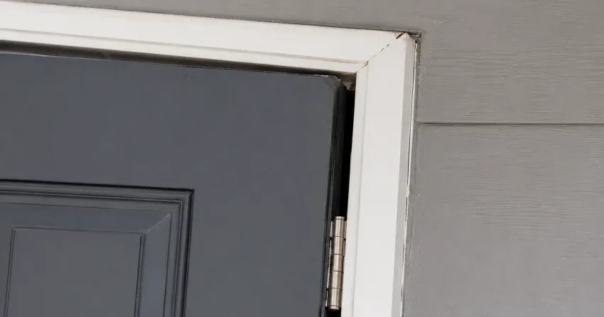 technician tightening a loose door hinge in Corporate, Burlington